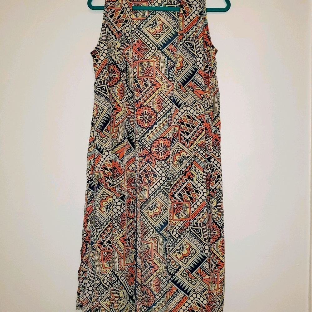 Lula Roe Sleeveless Knee Length Multi-Colored Kimono 176
